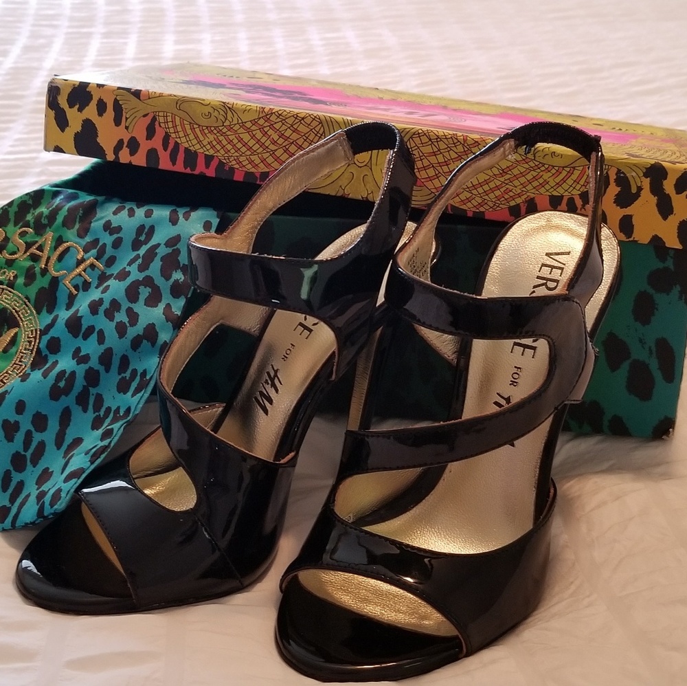 Versace for H&M Black Patent Leather Sandals